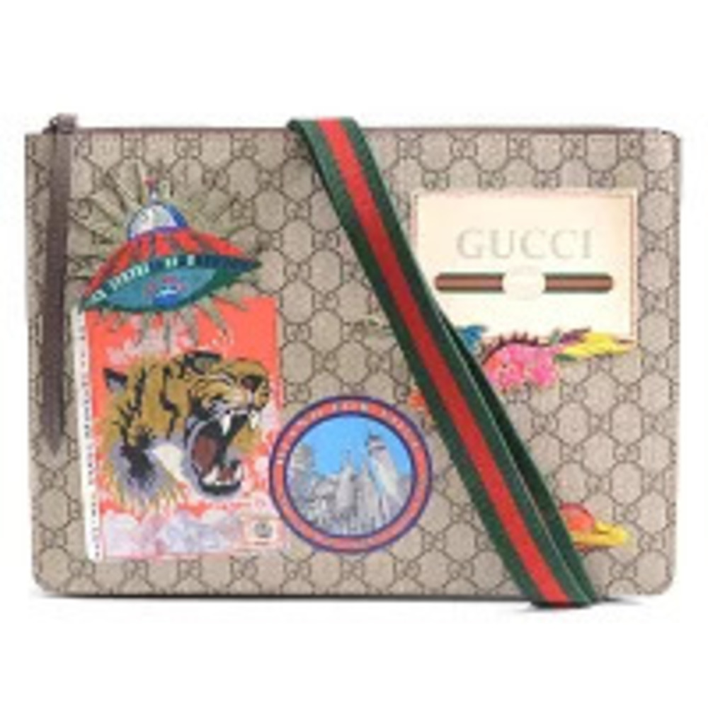 Gucci Courier Clutch Bag Messenger UFO Dragon Tiger Beige